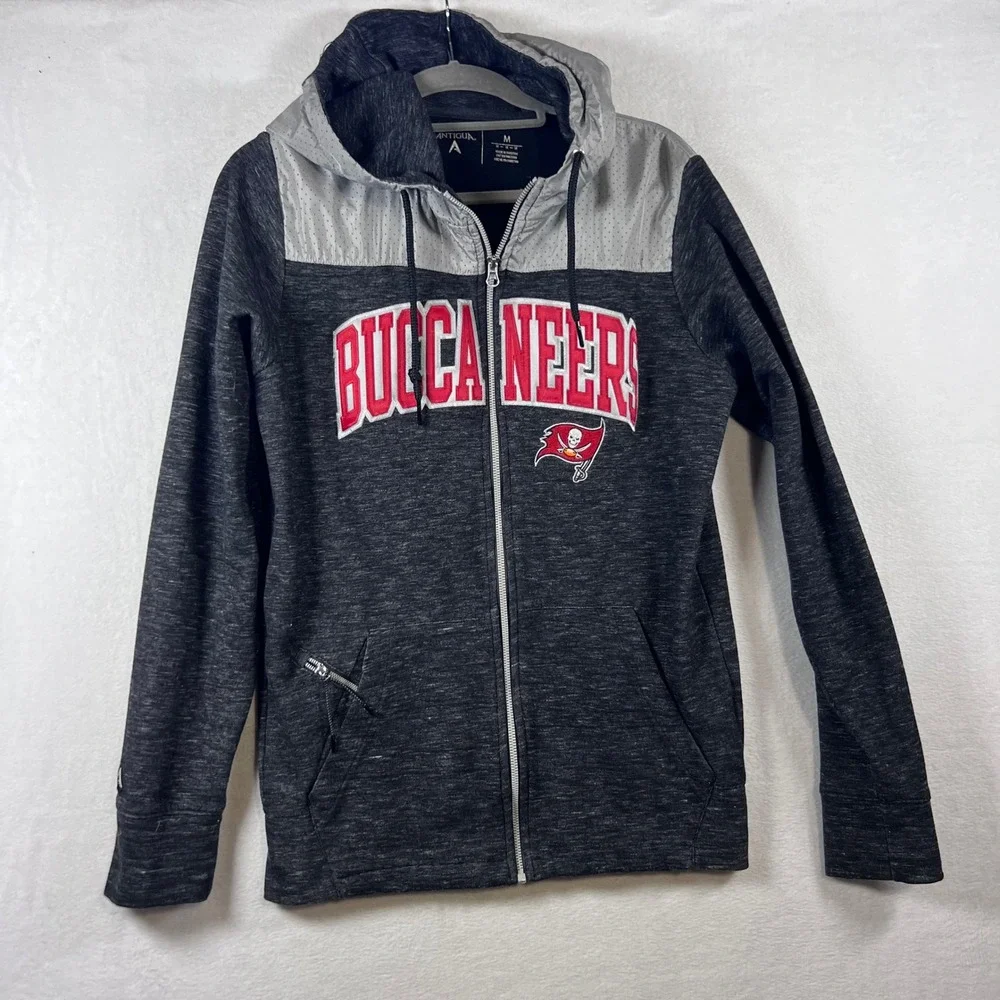 Antigua Tampa Bay Buccaneers Womens Medium Full Zip‎ Hoodie Charcoal Gray NFL